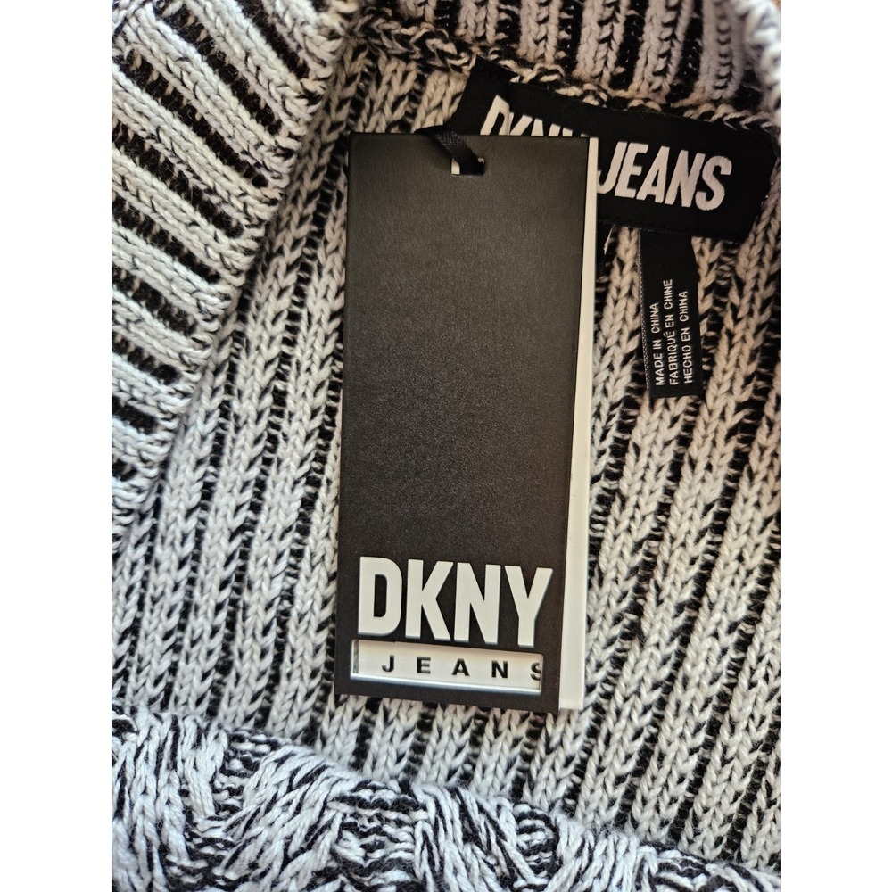 NWT DKNY Jeans Black White Knit Long Sleeve Chevron Zig Zag Pattern Sweater, +3X - Picture 4 of 7